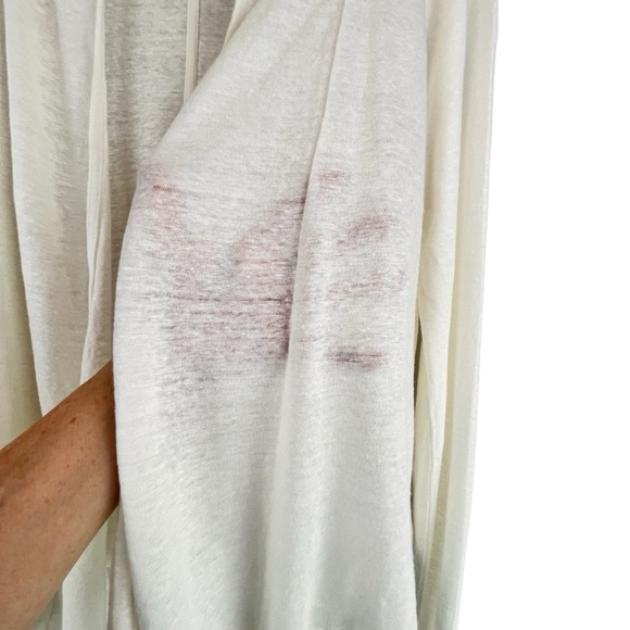 Sundance 100% Linen Open Front Long Sleeve Cardigan Ivory Coastal Lagenlook S/M - Picture 8 of 10